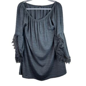 Win Win Size (L-XL) Open Sleeve Gray Lace Over Sized Tunic Wear on/off S…
